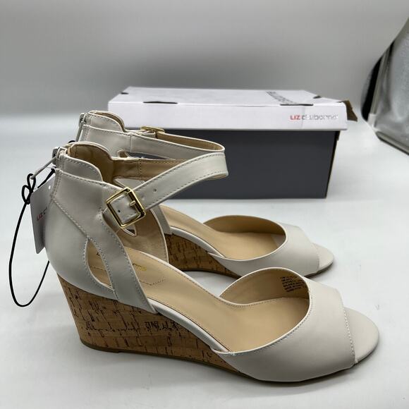 Liz Claiborne Womens Octavia Wedge Sandals White Size 11M - Picture 3 of 15